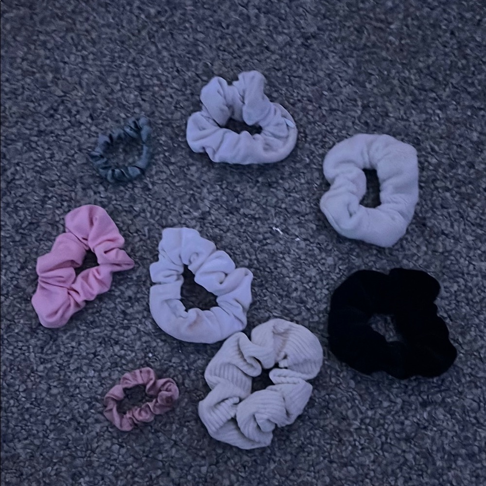 Pink and Black Hair Scrunchies Set Accessories